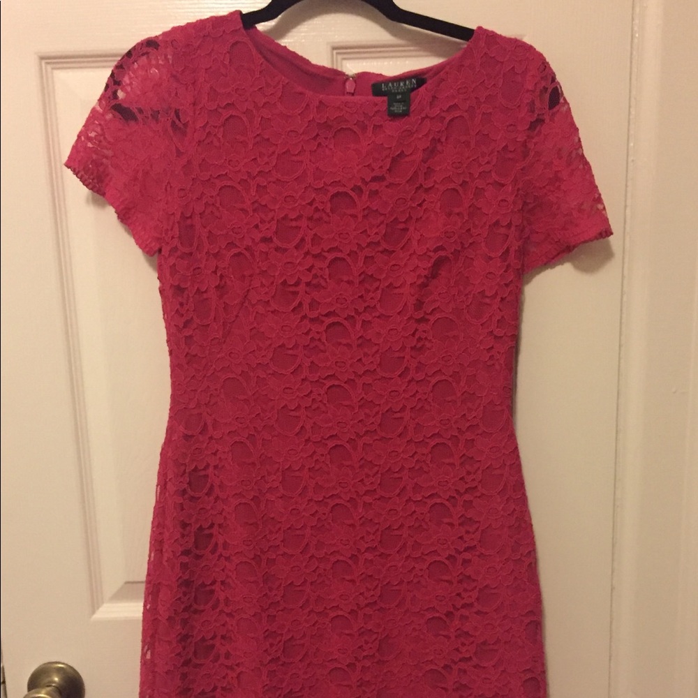 Pink lace cocktail dress by Ralph Lauren